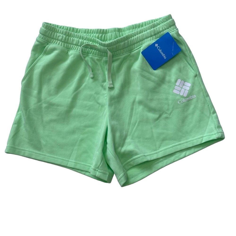 Columbia Women's Size Small Trek French Terry Paperbag Shorts Side Pockets Green